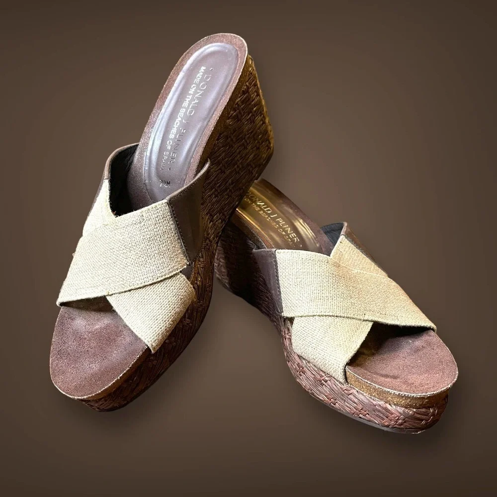 Donald J Pliner Made on the Beaches of Spain Espadrilles Wedge Sandals Size 7.5
